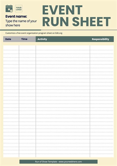 Run Of Show Template Free Download