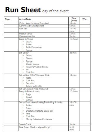 Run Sheet Template Word