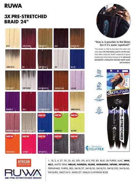 Ruwa Braiding Hair Color Chart