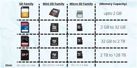 SD card size comparison