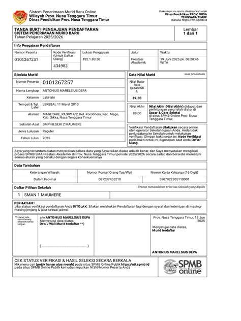 SPMB NTT Pendaftaran