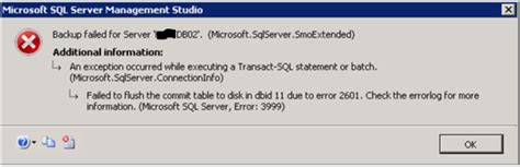 SQL Server Change Tracking Backup Failure