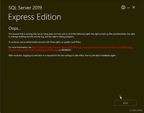 SQL Server Setup Error