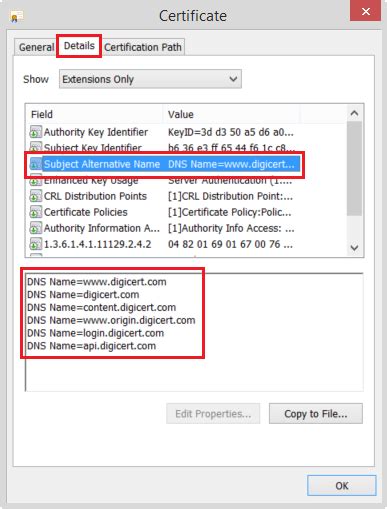 SSL Certificate Subject Alternative Name