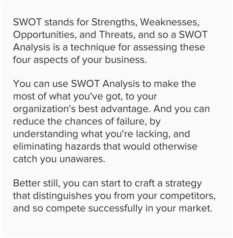 SWOT Analysis Conclusion