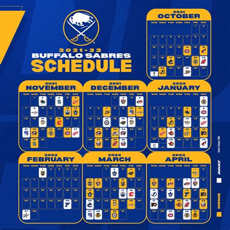 Sabres Home Schedule Printable