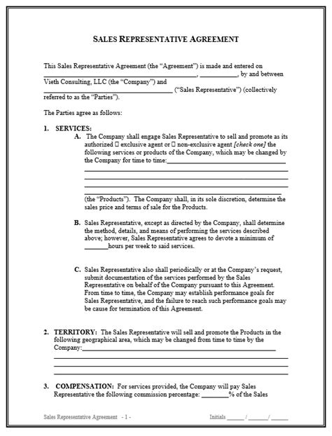 Sales Rep Contract Template