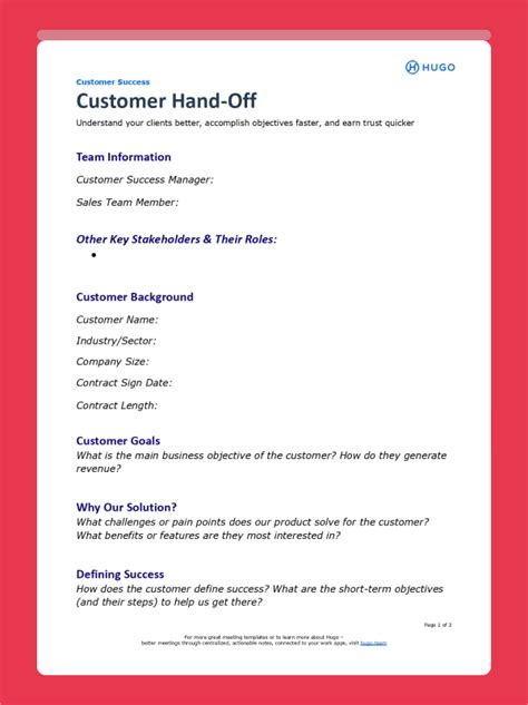 Sales To Customer Success Handoff Email Template