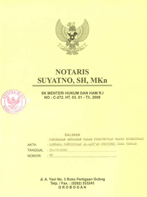 Salinan Akta Notaris