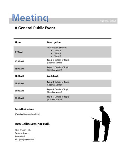 Sample Agenda Template For Meeting