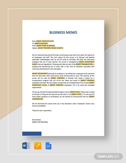 Sample Business Memo Template
