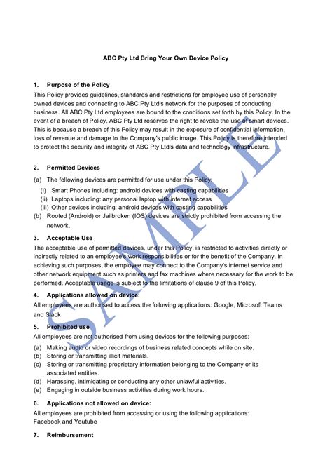 Sample Byod Policy Template