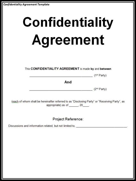 Sample Confidentiality Agreement Template