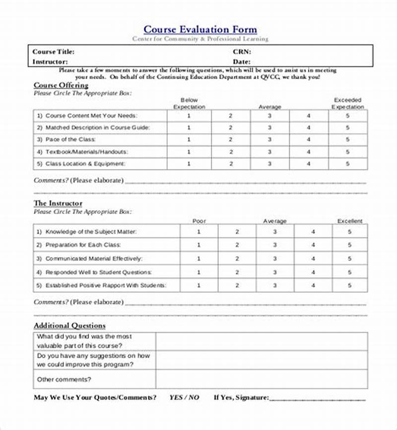 Sample Course Evaluation Form