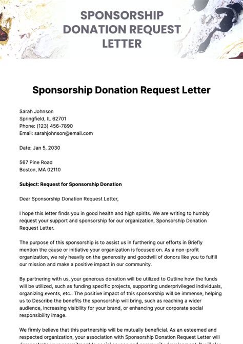 Sample Donation Letter Template