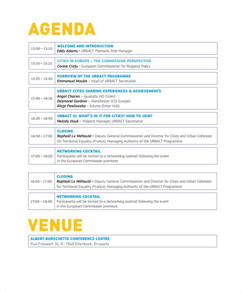 Sample Event Agenda Template