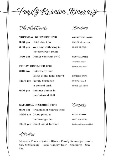 Sample Family Reunion Program Templates