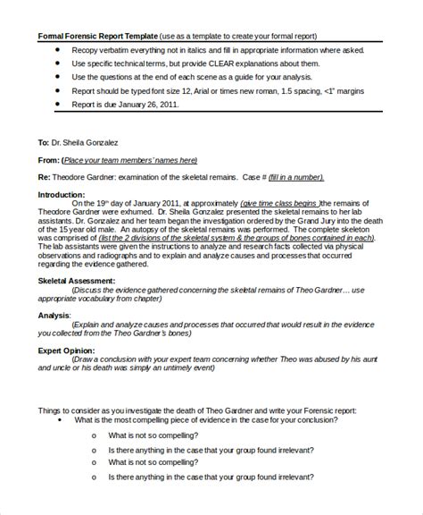 Sample Forensic Report Template