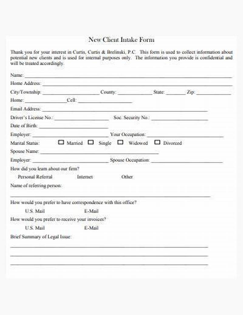 Sample Legal Client Intake Form