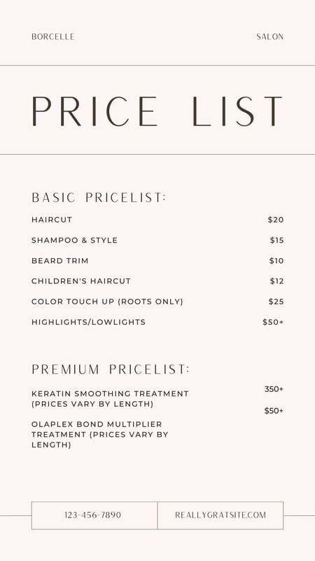 Sample Price List Template