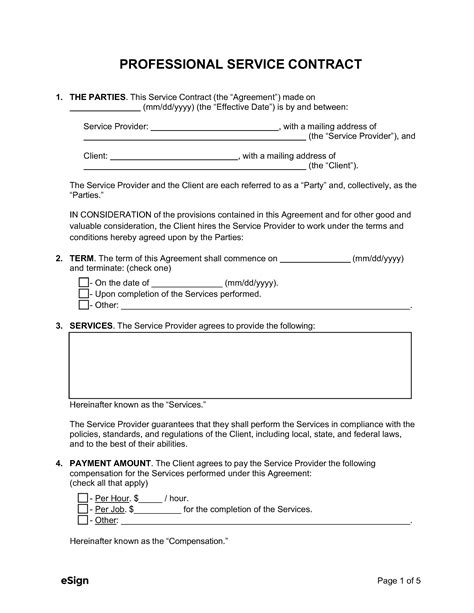 Sample Professional Services Contract Template