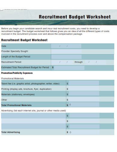 Budget Worksheet