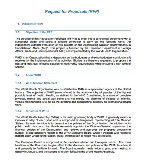 Sample Rfp Proposal Template