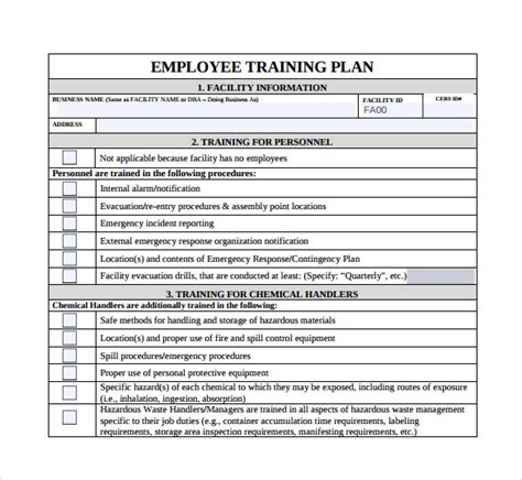 Sample Training Plan Template For Employees