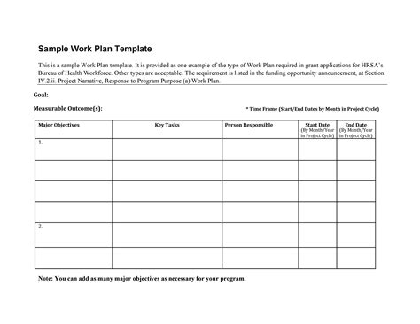 Sample Work Plan Template