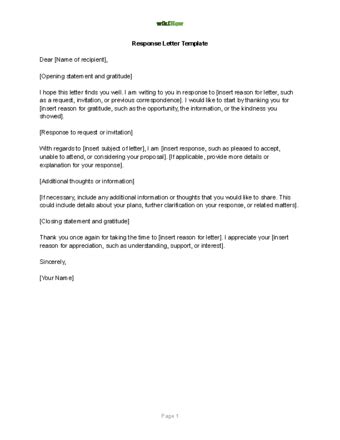 Sample formal reply letter components