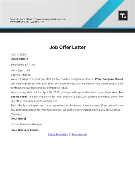 Sample job offer letter