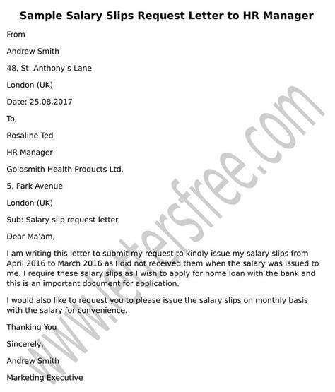 Sample salary slip request letter