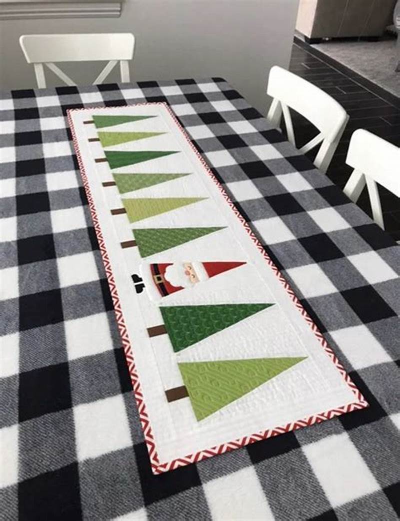 Santa In The Trees Table Runner Pattern