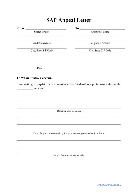 Sap Appeal Letter Template