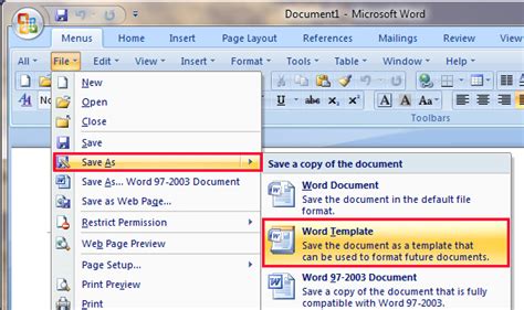 Save As A Template In Word