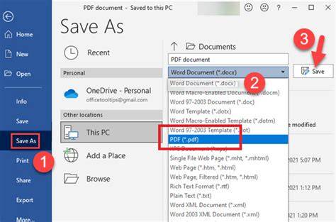 Save As PDF in Word