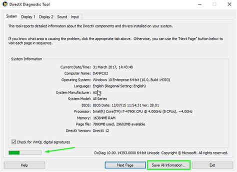 Save DxDiag Report
