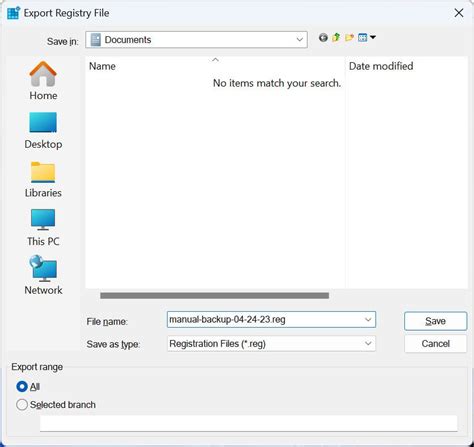 Save Registry Backup
