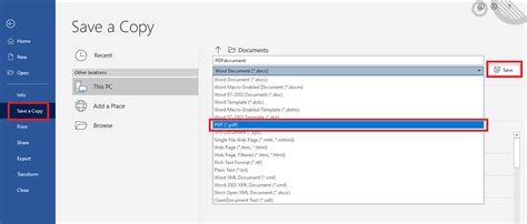 Save Word document as PDF