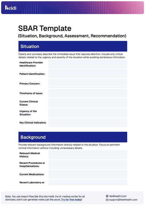 Sbar Template Example