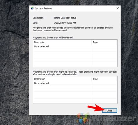 Scan for Affected Programs System Restore