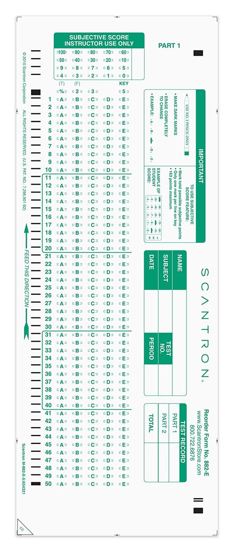 Scantron Printables