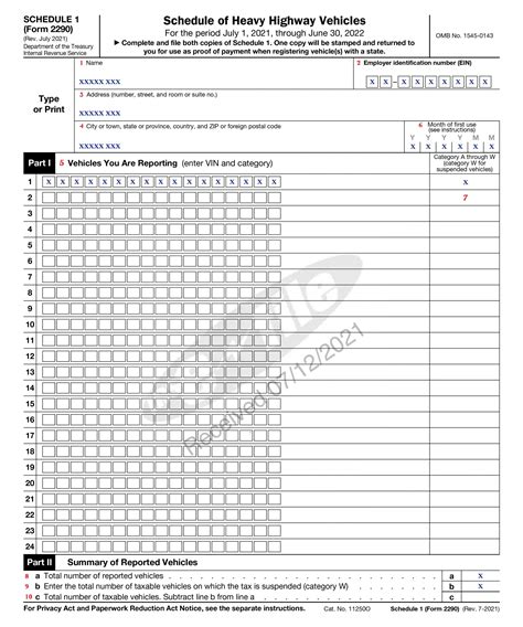 Schedule 1 Form 2290 Printable