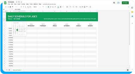 Schedule Google Sheets Template
