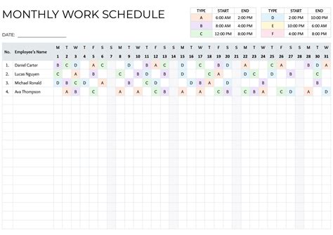 Schedule Template For Google Docs