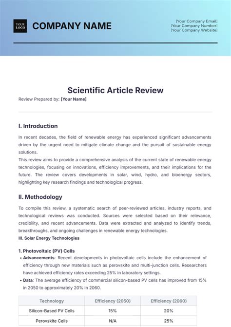 Scientific Review Article Template