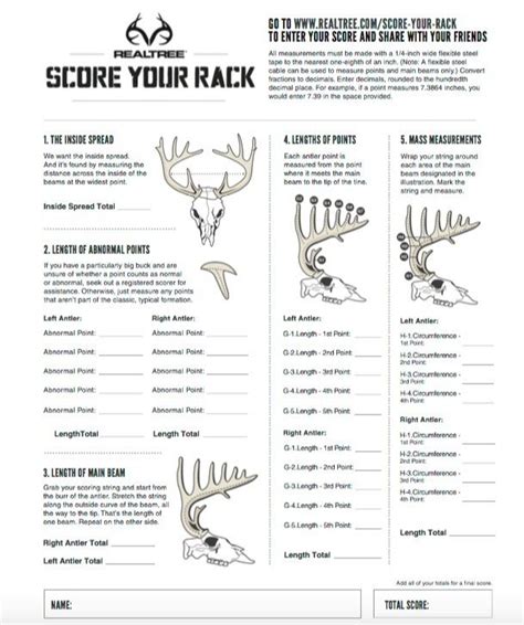 Scoring Chart For Whitetail Deer