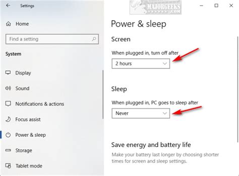 Screen and sleep settings