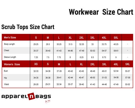 Scrub Size Chart Female
