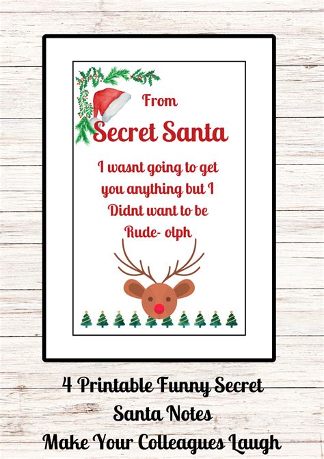 Secret Santa Printable Notes